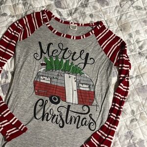 Soft Colorful Bear Merry Christmas l/s top M